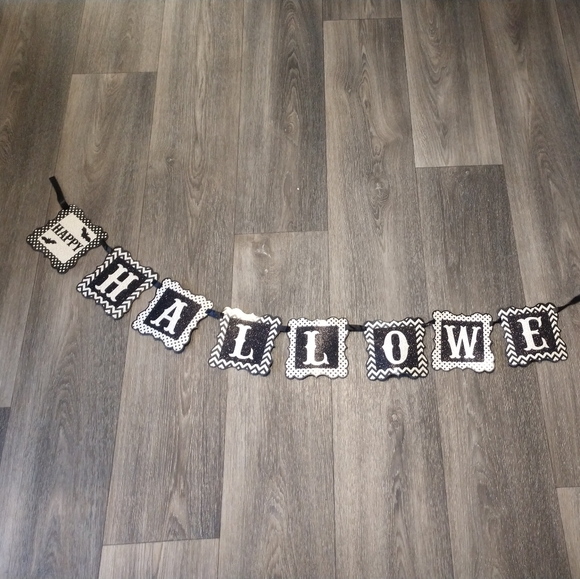 Happy Halloween Banner Black and White 70" - Picture 3 of 3